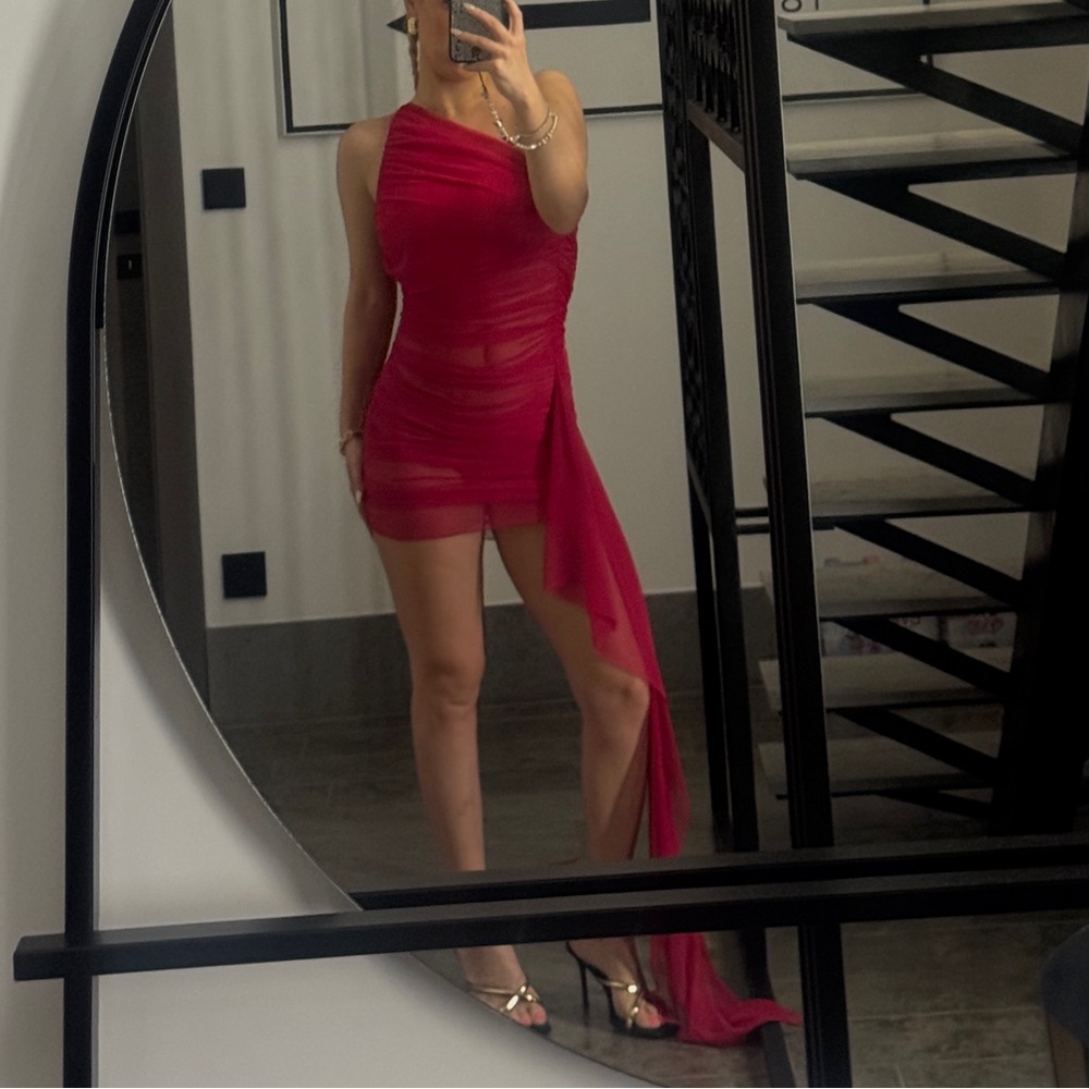 THE SEI Drape-detail ruched chiffon minidress